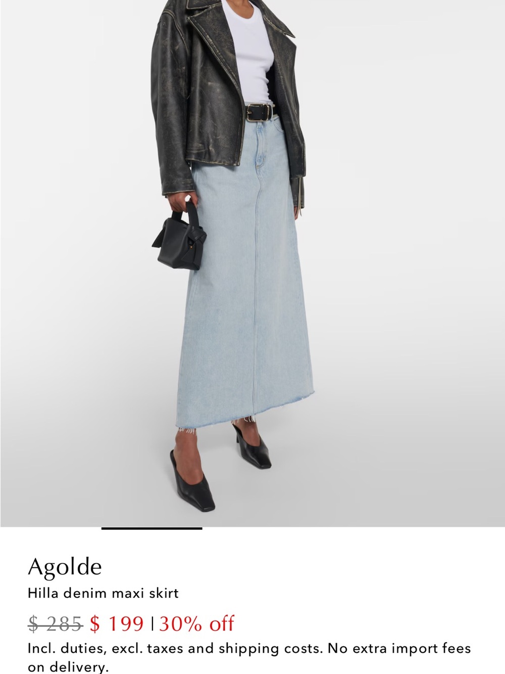 Agolde Light-Blue Hilla Denim Maxi Skirt